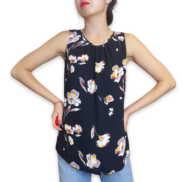 Nordstrom Halogen Floral Print Crewneck Sleeveless Blouse Size S - Picture 5 of 16